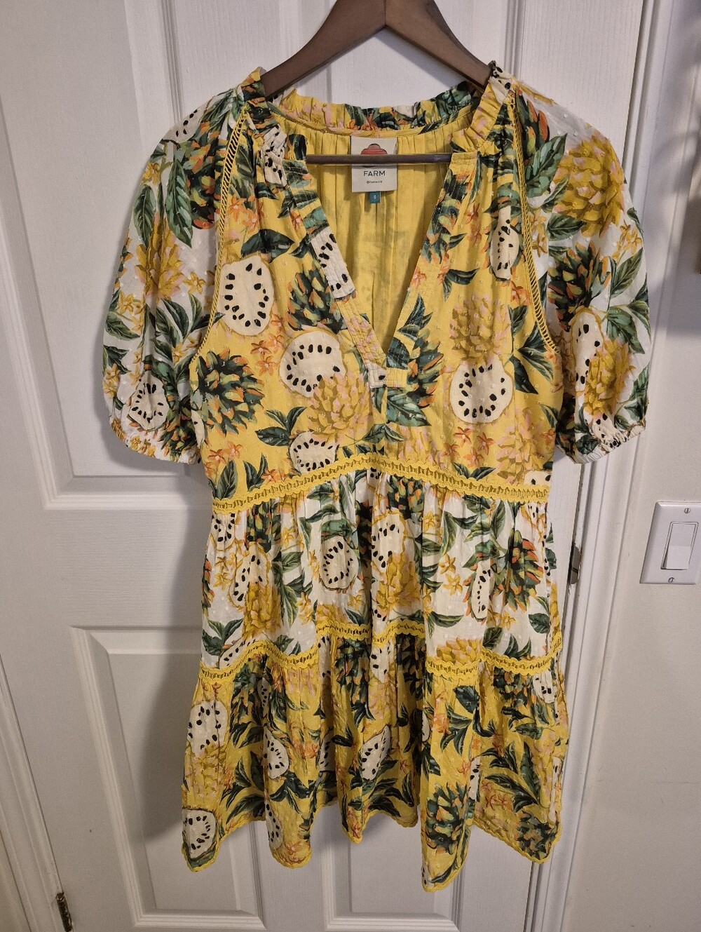 Farm Rio Yellow Biriba Mini Papaya Dress